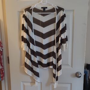 White House Black Market Brown and White Chevron Cardigan